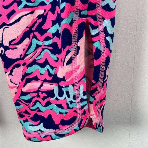 Lilly Pulitzer Luxletic Weekender Pink and Blue Losbstah Roll Women's M Leggings - Picture 3 of 8